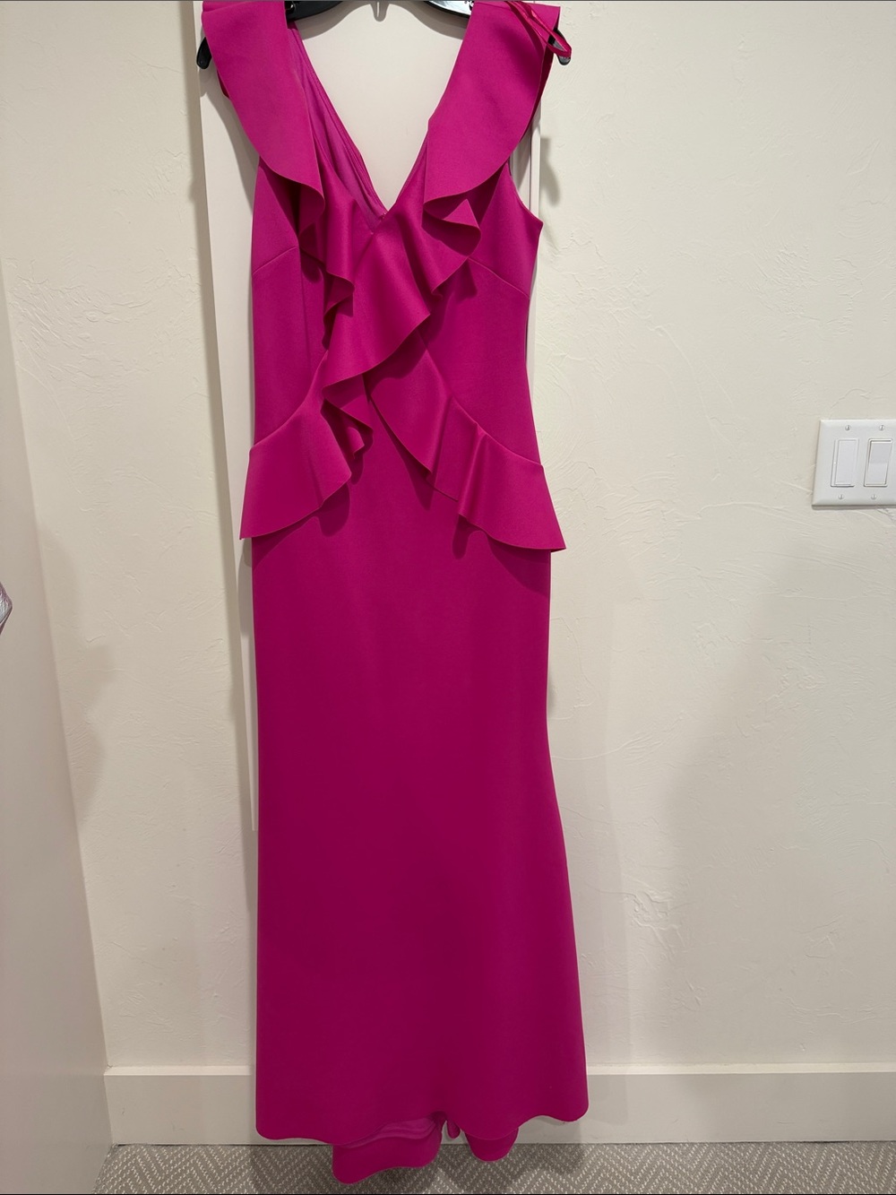 Jessica Howard Fuchsia Ruffle-Front Maxi Dress